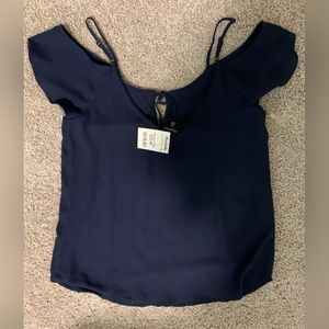 Shinestar Navy Open Shoulder Blouse Size M